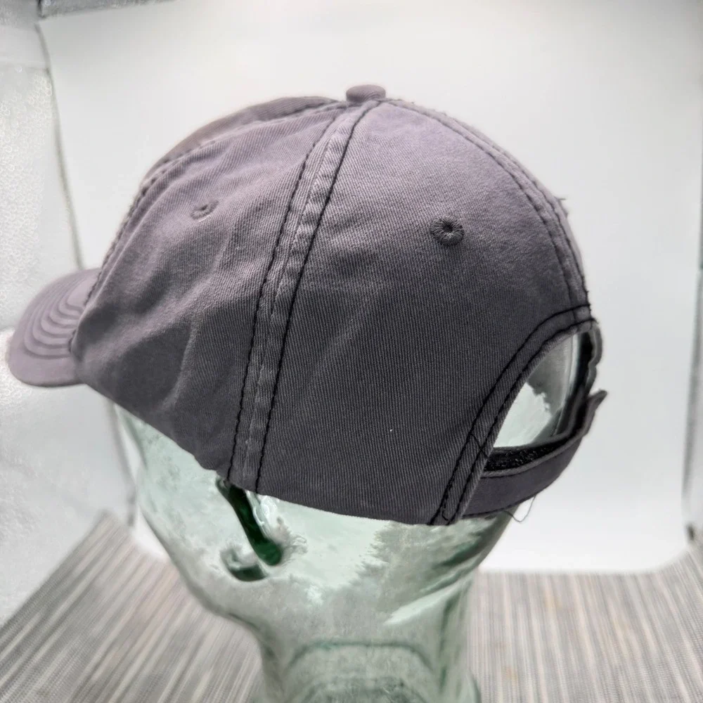 Caterpillar CAT Hat Mens Gray Distressed Cotton Adjustable Baseball Cap Logo